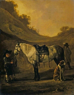 Boy Holding a Horse by Abraham van Calraet