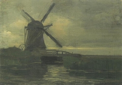 Broekzijder mill in the evening by Piet Mondrian