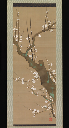 Bush Warbler (Uguisu) in a Plum Tree by Sakai Hoitsu