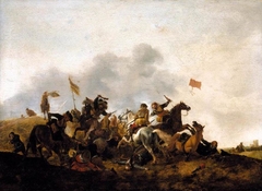 Cavalry Skirmish by Philips Wouwerman