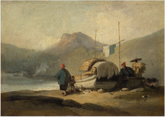 Chinese Scene, Boats by Lake by George Chinnery