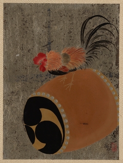 Cock on Drum by Shibata Zeshin