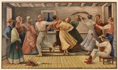 Cowboy Dance (mural study, Anson, Texas Post Office) by Jenne Chavaz Magafan