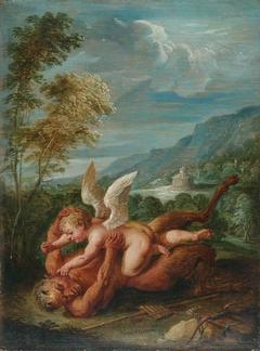 Cupid overcoming Pan (after Annibale Carracci) by David Teniers the Younger