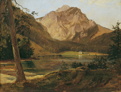 Der vordere Langbathsee mit dem Höllengebirge by Friedrich Gauermann