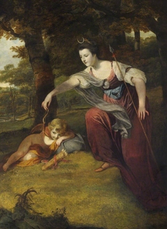 Diana disarming Cupid: Elizabeth Dashwood, Duchess of Manchester (1741-1832) and her Son George Montagu, Viscount Manderville (1763 – 1772) by Joshua Reynolds