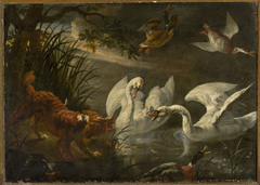 Dog and swans by Jan Fyt