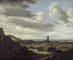 Duinlandschap met reizigers bij Egmond aan Zee by Salomon van Ruysdael