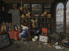 Eine Kunstkammer mit Venus bei der Toilette by 'the other' Jan van Kessel