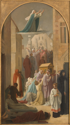 Esquisse pour l'église Saint-Sulpice : Le miracle des Ardents - Procession de la châsse de sainte Geneviève by Louis Charles Timbal