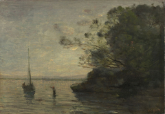 Evening on the Lake by Jean-Baptiste-Camille Corot