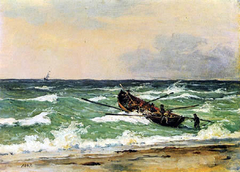 Fishermen from Skagen in the life boat by Martinus Rørbye