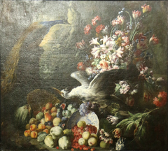 Fleurs Fruits Oiseaux'. by Abraham Brueghel