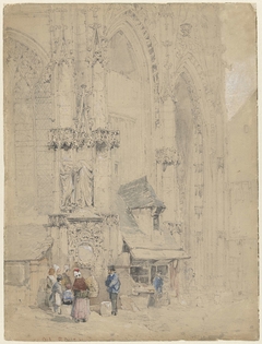 Fontaine S. Maclou, tegen de S. Maclou te Rouaan by Samuel Prout