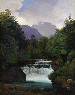 Gebirgstal mit Wasserfall by Ernst Kaiser