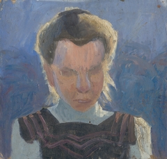 Head Study of a Girl on a Blue Background by Frida Konstantin