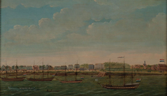 Het fregat Vertrouwen voor anker op de rede van Paramaribo by anonymous painter