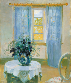 Interior with clematis by Anna Ancher