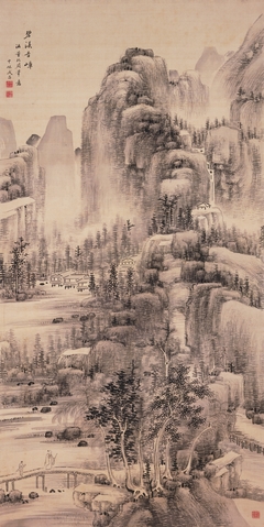 Landscape in the Manner of Dong Yuan by Chikutō Nakabayashi