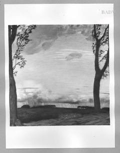 landscape with a thunderstorm going away by Franz Stuck