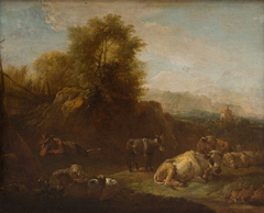 Landscape with Animals and a Shepherd by Nicolaes Pieterszoon Berchem