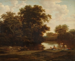 Landscape with bathers by Joris van der Haagen