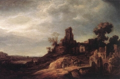 Landscape with Bridge and Ruins by Govert Flinck