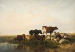 Landscape With Cattle And Sheep by Thomas Sidney Cooper