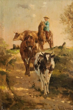 Landscape with Cattle by Constant Troyon