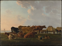 Landscape with Cattle by Jacob van Strij