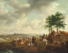 Landscape with Figures and Horses by Anonymous