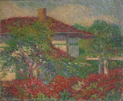 (Landscape with Red Roof Building) by Carl Newman