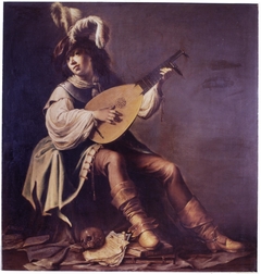 Lute player with skull and books by Willem Bartsius