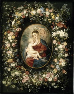 Madonna and Child with Angels in a Garland of Flowers by Jan Brueghel the Elder