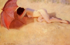 Nu sous un parasol by Pierre Carrier-Belleuse