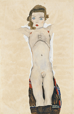 Nude Girl with Arms Outstretched by Egon Schiele