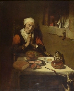 Old woman in prayer by Nicolaes Maes