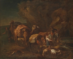 Oriental Landscape with Camel Drivers and Herdsmen by Nicolaes Pieterszoon Berchem