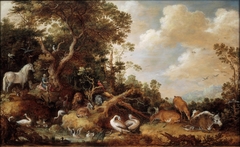 Orpheus en de dieren by Gillis d'Hondecoeter