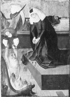 Ottilie rettet ihren Vater Attich durch ihr Gebet aus dem Fegefeuer by Master of the Legend of Saint Odile