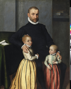 Portrait of a Gentleman and his two Children by Giovanni Battista Moroni