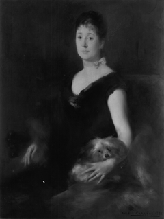 Portrait of a Lady with a Dog by Eugène Carrière