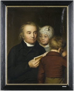 Portrait of an unknown man with two children by Tjeert Eernstman