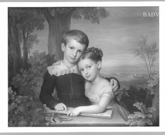 Portrait of brother and sister by Karl Jakob Theodor Leybold
