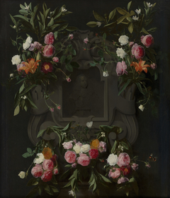 Portrait of Stadholder-King William III (1650-1702) surrounded by a Garland of Flowers by Daniel Seghers