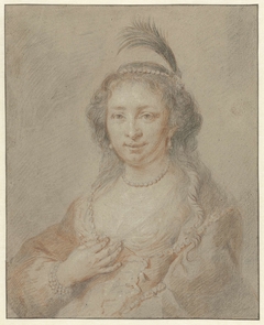 Portret van Sara van Baerle, echtgenote van Philips van Dorp by Jan Maurits Quinkhard