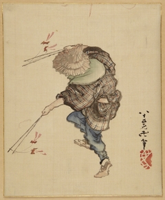 Prancing Figure with Paper Birds by Katsushika Hokusai