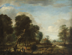 Road through a wet forest by Aert van der Neer