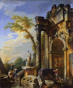 Ruins of a Triumphal Arch in the Roman Campagna by Giovanni Paolo Panini