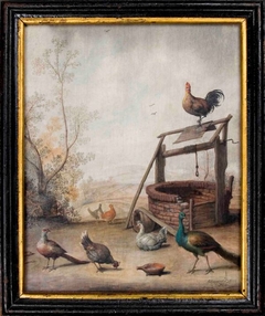 Scenery with birds and in the background the hills by Margareta de Heer